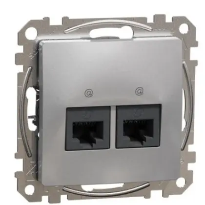 Двойная компьютерная розетка Schneider Electric Sedna Design & Elements RJ45 кат. 5е UTP алюминий SDD113452 Двойная компьютерная розетка Schneider Electric Sedna Design & Elements RJ45 кат. 5е UTP алюминий SDD113452