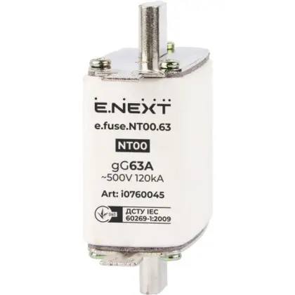Плавкий предохранитель E.Next e.fuse.NT00.63 габарит 00 63А (i0760045)
