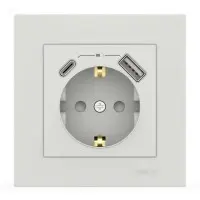 Розетка EL-BI VEGA білий мат 1-на з заземленням + 2USB (Type C+A) 2A ( 510-016200-334 )