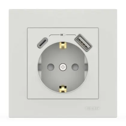 Розетка EL-BI VEGA белый мат 1-я с заземлением + 2USB (Type C+A) 2A ( 510-016200-334 ) Розетка EL-BI VEGA белый мат 1-я с заземлением + 2USB (Type C+A) 2A ( 510-016200-334 )
