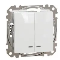 Двоклавішний вимикач Schneider Electric Sedna Design & Elements з підсвіткою білий SDD111105L Двоклавішний вимикач Schneider Electric Sedna Design & Elements з підсвіткою білий SDD111105L