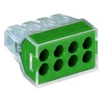 Восьмипроводной клеммный соединитель Wago 773-118 Push Wire® в прозрачном корпусе с зеленой крышкой Восьмипроводной клеммный соединитель Wago 773-118 Push Wire® в прозрачном корпусе с зеленой крышкой