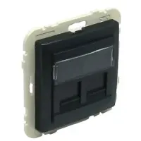 Подвійна комп'ютерна розетка Logus 21975 TPM RJ45 (Cat.5e) (чорна матова)