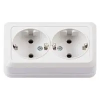 Двойная розетка TNSy Leon с заземлением IP20 белая (TNSy5000063)