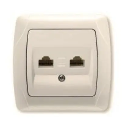 Розетка компьютерная двойная (2хRJ45 Cat5e) кремовая VIKO Carmen арт. 90562034 Розетка компьютерная двойная (2хRJ45 Cat5e) кремовая VIKO Carmen арт. 90562034