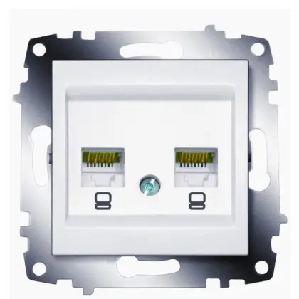 Подвійна розетка ABB Cosmo 619-010200-248 cat.6 (біла) Подвійна розетка ABB Cosmo 619-010200-248 cat.6 (біла)