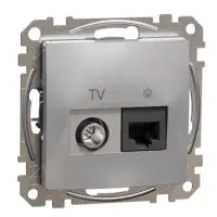 Кінцева TV-розетка Schneider Electric Sedna Design & Elements+ RJ45 кат. 6 UTP алюміній SDD113469T Кінцева TV-розетка Schneider Electric Sedna Design & Elements+ RJ45 кат. 6 UTP алюміній SDD113469T