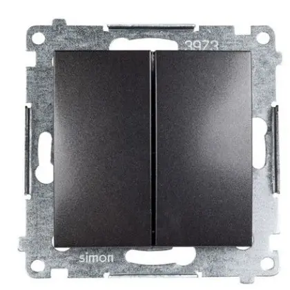 Двойной выключатель Kontakt Simon Simon 54 Premium DW5.01/48 (антрацит) Двойной выключатель Kontakt Simon Simon 54 Premium DW5.01/48 (антрацит)
