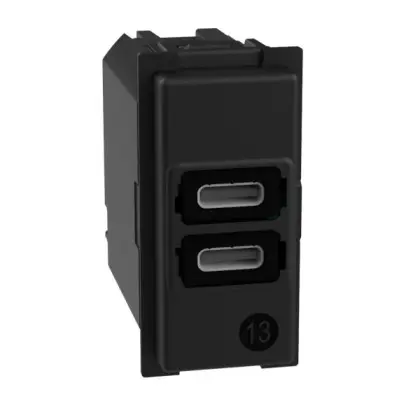 Механизм зарядного устройства USB 2 разъем тип - C/C 15 Вт/3000мА 1 модуль Bticino Living Now K4191CC