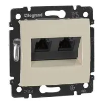 Механізм розетки комп'ютерної 2xRJ-45 UTP Cat.5e Valena без захватів слонова кістка Механізм розетки комп'ютерної 2xRJ-45 UTP Cat.5e Valena без захватів слонова кістка