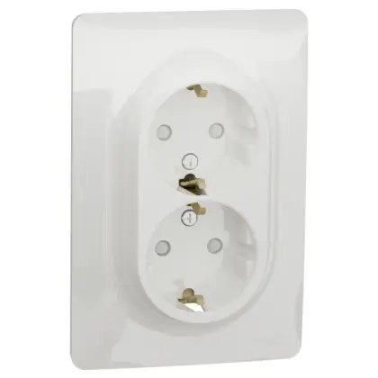 Двойная розетка Schneider Electric NU206718 (винтовой зажим) (алюминий) Двойная розетка Schneider Electric NU206718 (винтовой зажим) (алюминий)