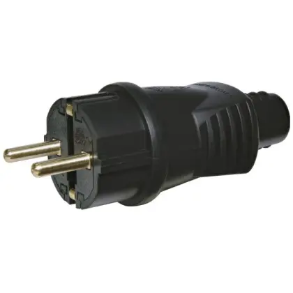 Вилка кутова ETI PKB-ST 2Р+РЕ каучук IP44 чорна (4481002) Вилка кутова ETI PKB-ST 2Р+РЕ каучук IP44 чорна (4481002)