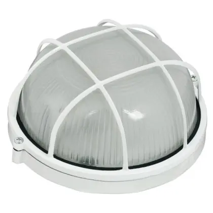 Круглий світильник TNSy НПП1302-60W-E27-IP65 з решіткою білий (TNSy5000571)