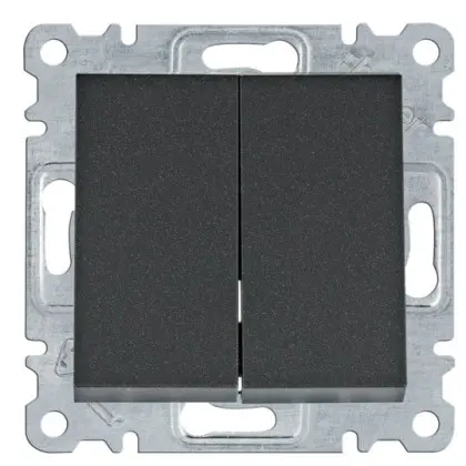 Двухклавишный выключатель Hager WL0043 Lumina 10АХ/230В (черный)