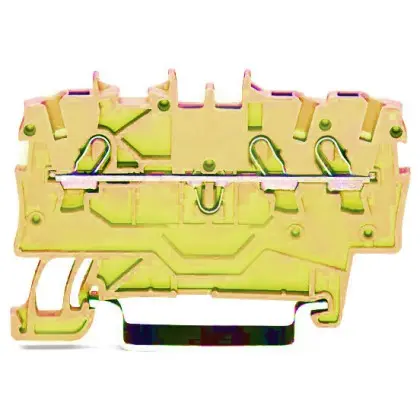 Проходная клемма Wago 2000-1306 для DIN-рейки 35х15 и 35х7,5 Push-in Cage Clamp® Ex e II 1мм² (желтая)