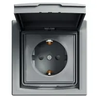 Розетка Schneider Electric Asfora EPH3100362 із заземленням та зі шторками (сталь)