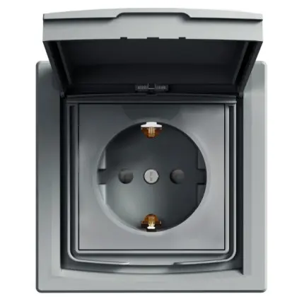 Розетка Schneider Electric Asfora EPH3100362 с заземлением и с шторками (сталь) Розетка Schneider Electric Asfora EPH3100362 с заземлением и с шторками (сталь)
