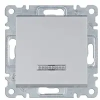Універсальний вимикач Hager WL0222 Lumina 10АХ/230В з підсвічуванням (сріблястий)
