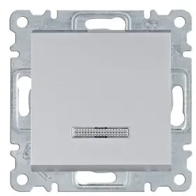Універсальний вимикач Hager WL0222 Lumina 10АХ/230В з підсвічуванням (сріблястий)