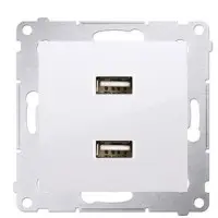 Подвійна розетка Kontakt Simon Simon 54 Premium DC2USB.01/11 з USB заряджанням 2.1А (білий)