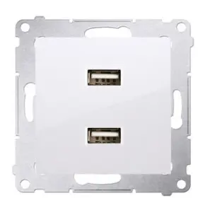 Подвійна розетка Kontakt Simon Simon 54 Premium DC2USB.01/11 з USB заряджанням 2.1А (білий)