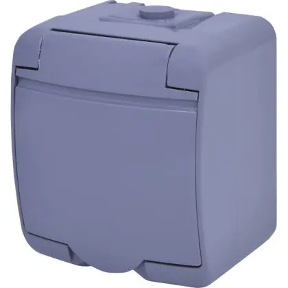 Розетка одноместная Eti Hermetics RHE-1s-SR с з/к IP54 серая (4668070)