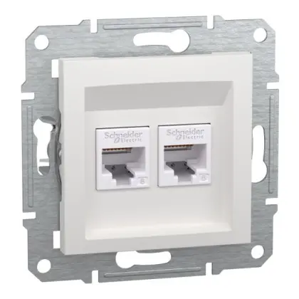 Комп'ютерна розетка RJ45 подвійна UTP cat.6 Schneider Electric Asfora без рамки біла (EPH4870121)