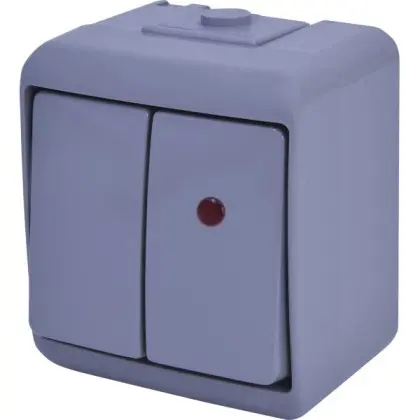 Выключатель 2-клавишный Eti Hermetics VHE-2L-SR IP54 с подсветкой серый (4668067) Выключатель 2-клавишный Eti Hermetics VHE-2L-SR IP54 с подсветкой серый (4668067)