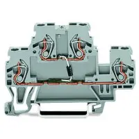 Двухуровневая клемма Wago 870-540/281-411 с диодом 1N4007 для DIN-рейки (анод справа) 2,5мм² (серая)