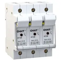 Тримач запобіжників Chint NRT28-32 3P до 32А 10х38мм (520467) Тримач запобіжників Chint NRT28-32 3P до 32А 10х38мм (520467)