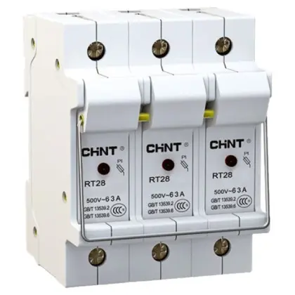 Держатель предохранителей Chint NRT28-32 3P до 32А 10х38мм (520467) Держатель предохранителей Chint NRT28-32 3P до 32А 10х38мм (520467)