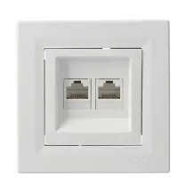 Розетка комп'ютерна RJ45 кат.6 UTP подвійна біла Asfora, EPH4800121
