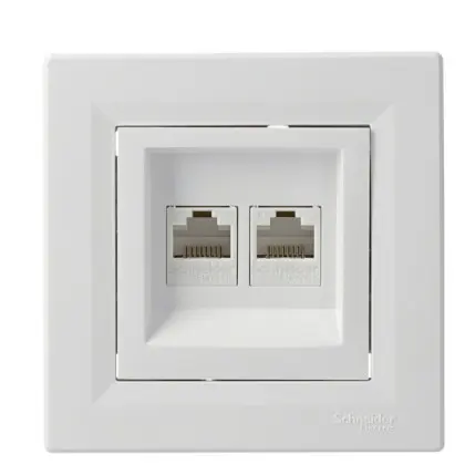 Розетка комп'ютерна RJ45 кат.6 UTP подвійна біла Asfora, EPH4800121