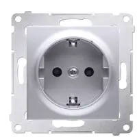 Одинарна електрична розетка Kontakt Simon Simon 54 Premium DGSZ1Z.01/43 із заземленням Schuko зі шторками (срібло)