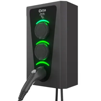 Комерційна зарядна станція Octa Energy SW322-S-S-C2 Smart Wall на 22кВт (розетка 1ф + розетка 1ф + Type 2)