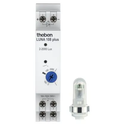 Сумеречное реле Theben LUNA 108 plus AL с датчиком накладного монтажа Сумеречное реле Theben LUNA 108 plus AL с датчиком накладного монтажа
