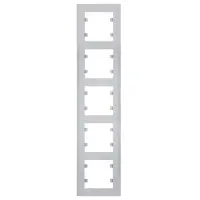 Вертикальна п'ятимісна рамка Hager WL5652 Lumina-Intense 5X (срібляста)