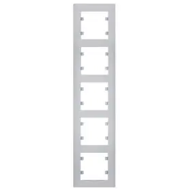 Вертикальная пятиместная рамка Hager WL5652 Lumina-Intense 5X (серебристая)