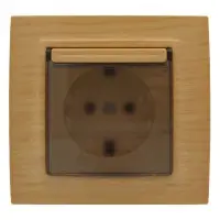 Розетка ELBI ZENA Woodline клен 1-на з заземленням з кришкою з рамкою ( 500-012700-218 )