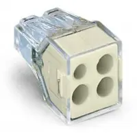Клемний з'єднувач Wago 773-124 Push Wire® у прозорому корпусі та світло-сірою кришкою