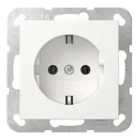 Розетка Gira System 55 із заземлюючим контактом біла глянцева (418803) Розетка Gira System 55 із заземлюючим контактом біла глянцева (418803)