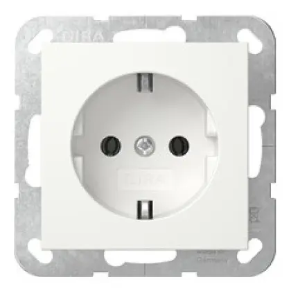 Розетка Gira System 55 с заземляющим контактом белая глянцевая (418803)