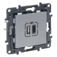 USB розетка Legrand Niloe Step А+C 12Вт+15Вт 5В алюміній (863340) USB розетка Legrand Niloe Step А+C 12Вт+15Вт 5В алюміній (863340)