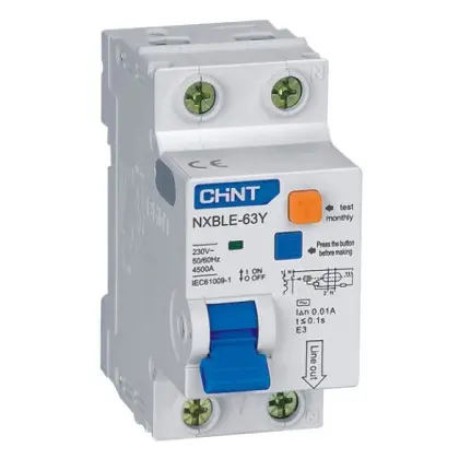 Дифференциальный выключатель Chint NXBLE-63Y 1P+N C63 30мА AC 4,5кА (105548) Дифференциальный выключатель Chint NXBLE-63Y 1P+N C63 30мА AC 4,5кА (105548)
