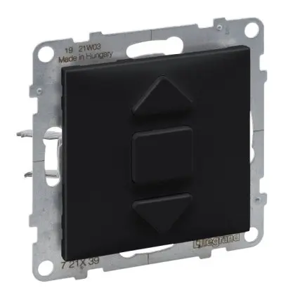 Выключатель жалюзи 3-позиционный 6А Legrand SUNO (чорный) 721439