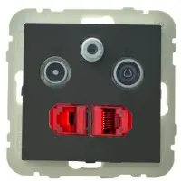 Розетка Logus 21546 TPM R-TV-SAT-2xRJ45 (Cat.6) (чорна матова)