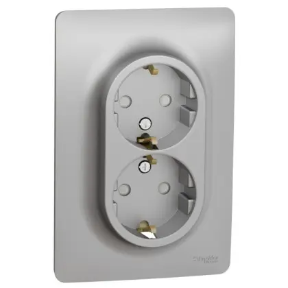 Двойная розетка Schneider Electric NU206730 (винтовой зажим) (алюминий) Двойная розетка Schneider Electric NU206730 (винтовой зажим) (алюминий)