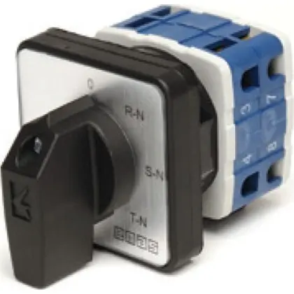 Кулачковый переключатель вольтметра EMAS PSA010OK421S четырехпозиционный (3 фазы/нейтраль) 10А Кулачковый переключатель вольтметра EMAS PSA010OK421S четырехпозиционный (3 фазы/нейтраль) 10А