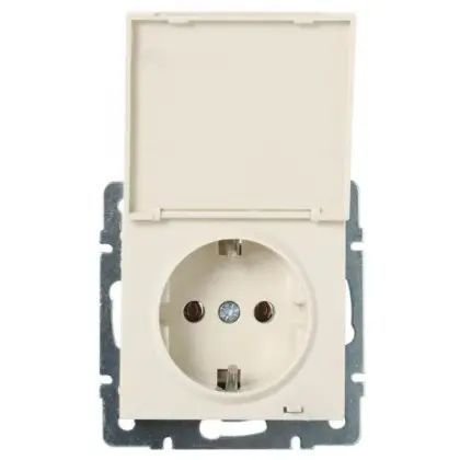 Розетка Lezard Rain (703-0388-123B) с крышкой с з/к ПБТ (кремовая)