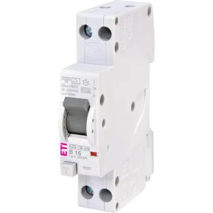 Дифференциальный автомат ETI 002176024 KZS-1M UNI B 16/0,03 тип A (6kA) универсальное подключение Дифференциальный автомат ETI 002176024 KZS-1M UNI B 16/0,03 тип A (6kA) универсальное подключение
